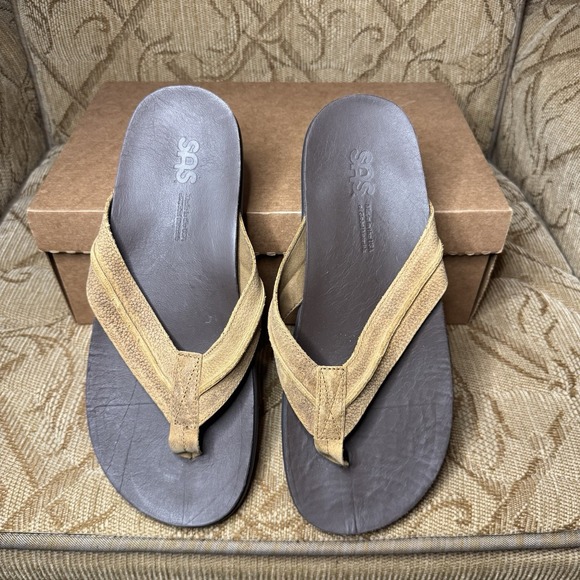 SAS Men\'s Stampede Thong Sandals In Brown Size 10.5 Wide‎ Excellent main image 5